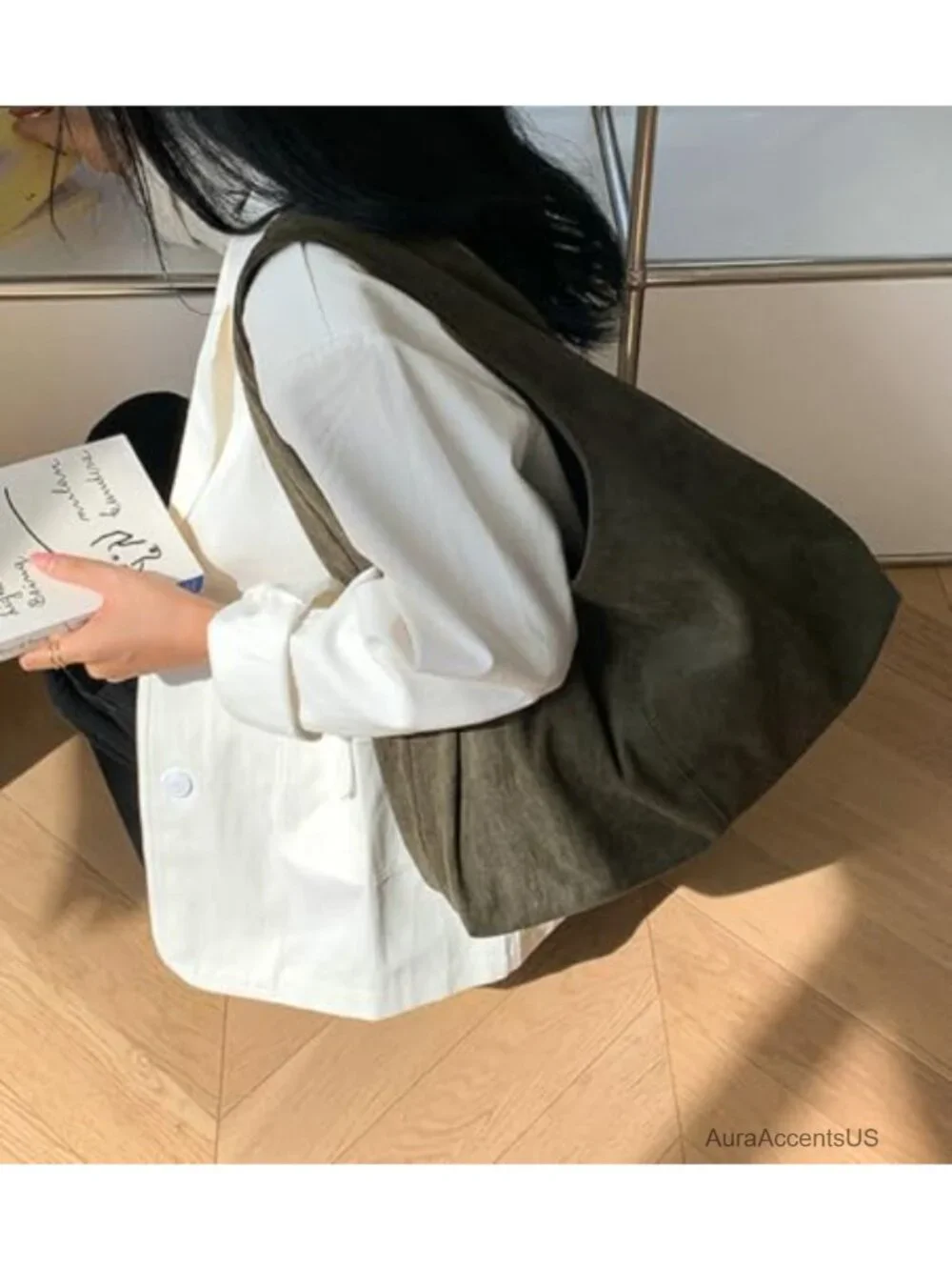 Suede Crescent Shoulder Bag Women Tote Hobo Underarm Purse Work Bag